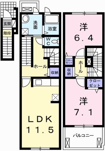 揖保郡太子町鵤のアパートの間取り