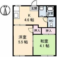 倉敷市川入のアパートの間取り