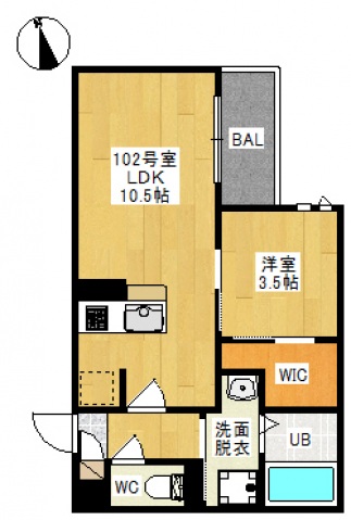 岡山市中区浜のアパートの間取り