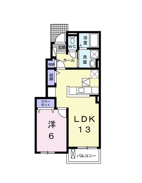 八代市鏡町内田のアパートの間取り