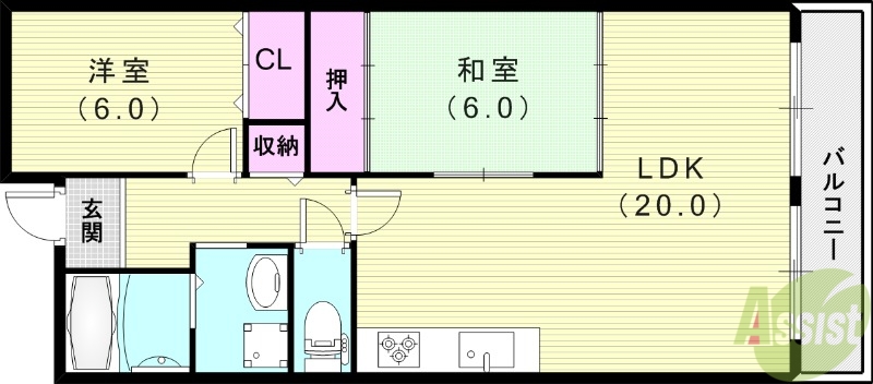 尼崎市若王寺のマンションの間取り