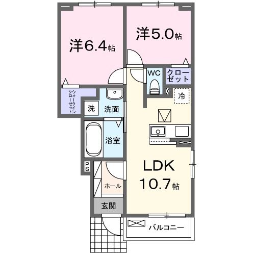 朝倉市柿原のアパートの間取り