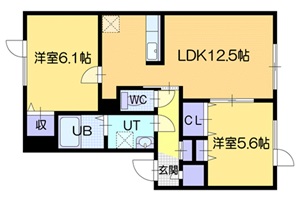 札幌市東区北三十七条東のアパートの間取り