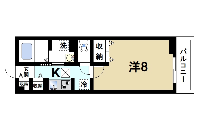 奈良市西木辻町のアパートの間取り