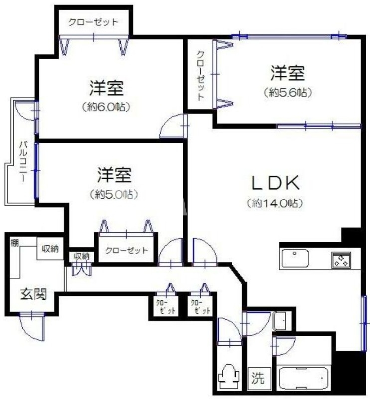 目黒区南のマンションの間取り