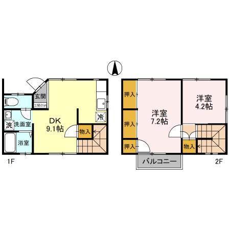 たつの市揖保川町山津屋のアパートの間取り