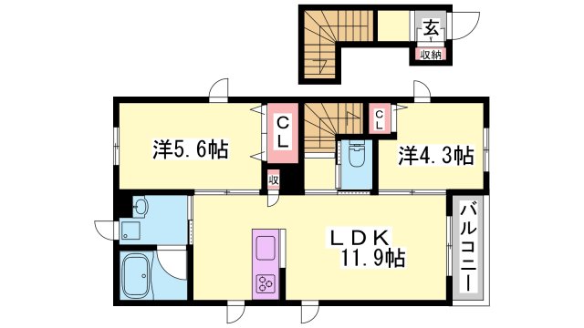 西脇市和田町のアパートの間取り