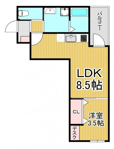 西宮市鳴尾町のアパートの間取り