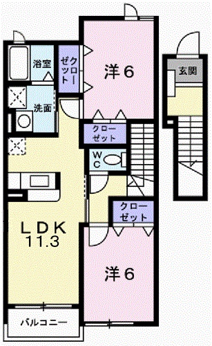 加西市北条町東南のアパートの間取り