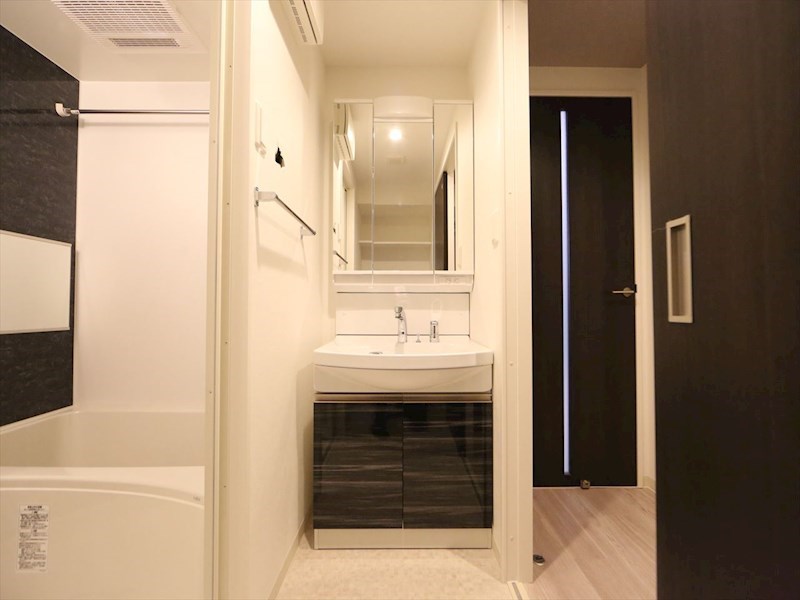 洗面設備　脱衣所　独立洗面台（シャンプードレッサー付）収納スペース有