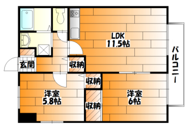 ＪＲ可部線 安芸長束駅 徒歩16分 2階建 築28年の間取り写真