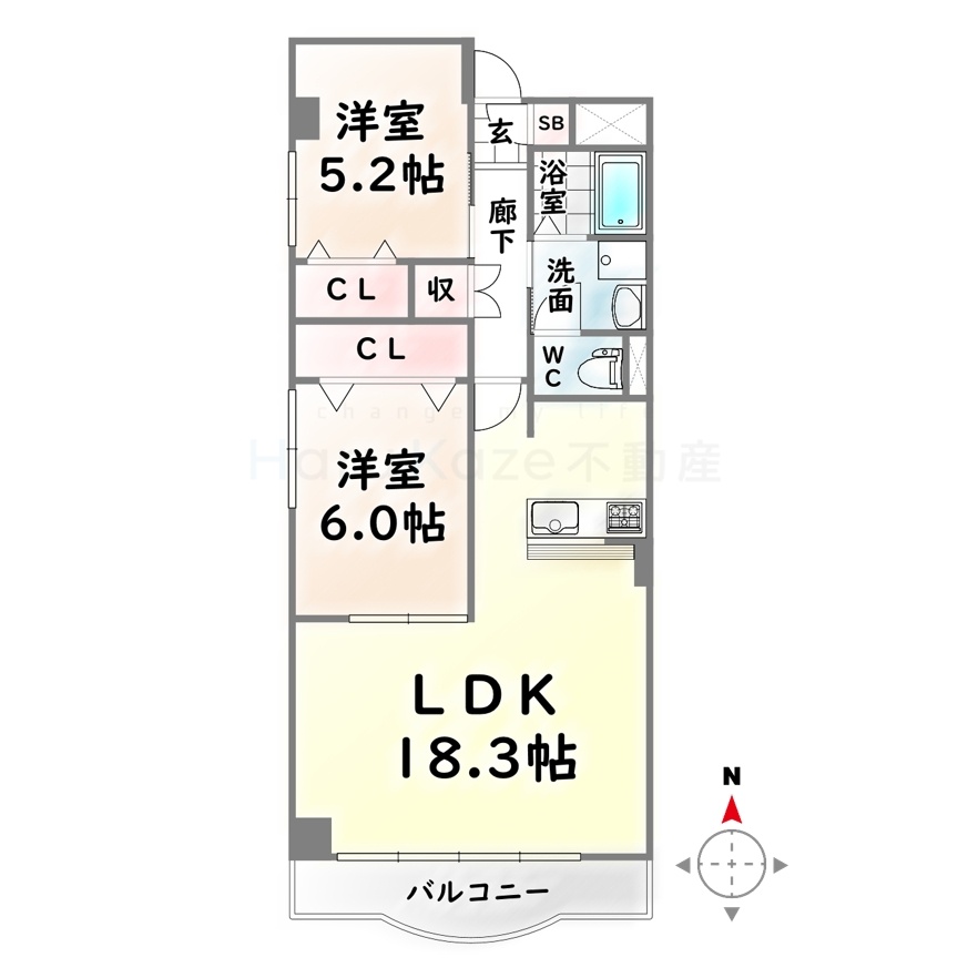 名鉄名古屋本線 本星崎駅 徒歩14分 8階建 築37年の間取り写真