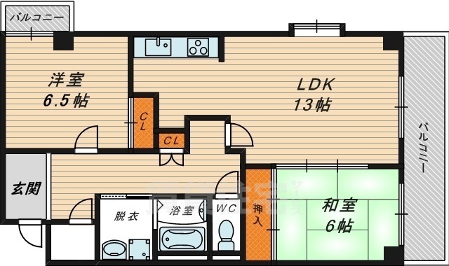 ＪＲ片町線 徳庵駅 徒歩6分 7階建 築29年の間取り写真