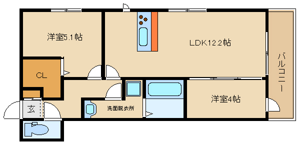 近鉄南大阪線 古市駅 徒歩7分 3階建 築6年の間取り写真
