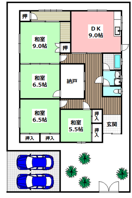 粟生新家5丁目貸家の間取り写真