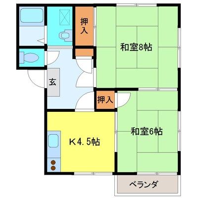 ＪＲ水戸線 新治駅 徒歩99分 2階建 築34年の間取り写真