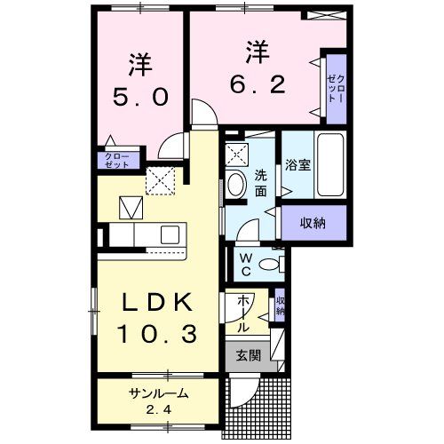 ＪＲ仙山線 陸前落合駅 徒歩18分 2階建 築6年の間取り写真