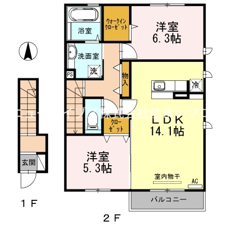 京阪本線 大和田駅 徒歩4分 2階建 築13年の間取り写真