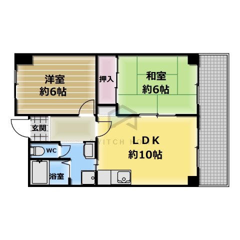 ＪＲおおさか東線 ＪＲ長瀬駅 徒歩7分 6階建 築33年の間取り写真