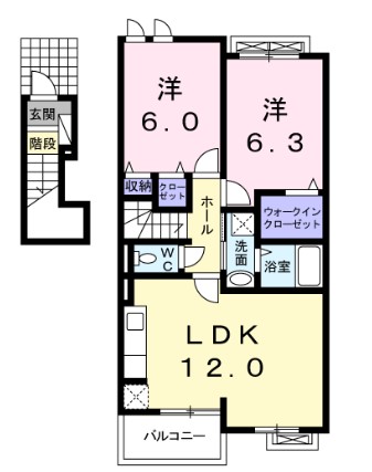 井原市笹賀町のアパートの間取り