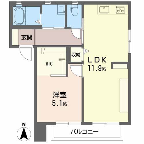 境港市竹内町のアパートの間取り