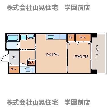 奈良市鶴舞西町のマンションの間取り