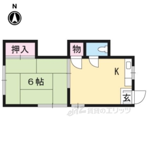 京都市左京区岡崎西福ノ川町のアパートの間取り