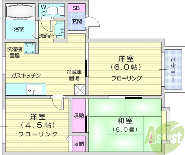 ハートタウンKATO B棟の間取り