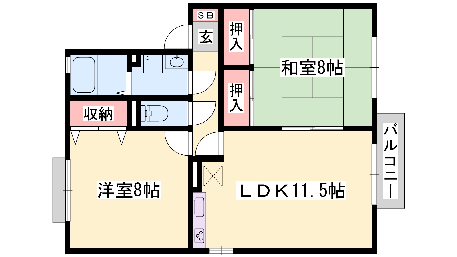 セジュールヒルトップ　B棟の間取り