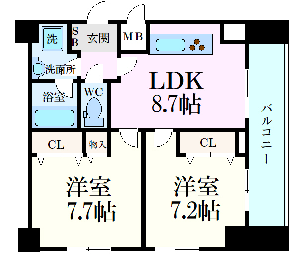 神戸市中央区加納町のマンションの間取り