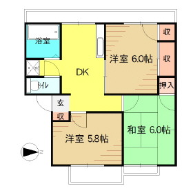 郡山市富久山町久保田のアパートの間取り