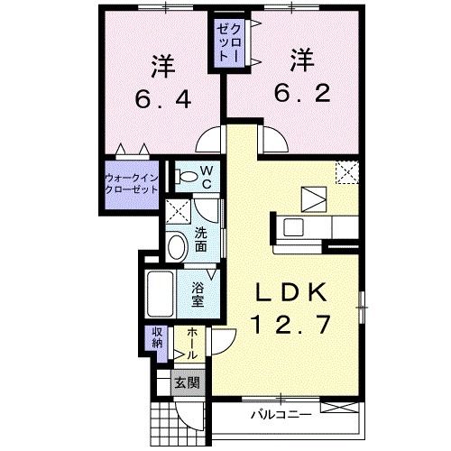 【メゾン・ド・ＭＫ　Ｄの間取り】