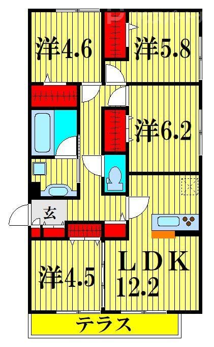 【流山市市野谷のアパートの間取り】