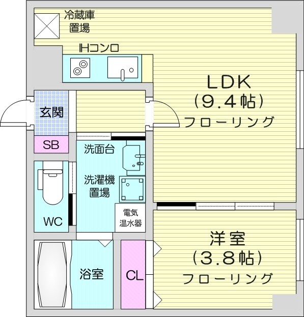 レガート東区役所前A棟の間取り