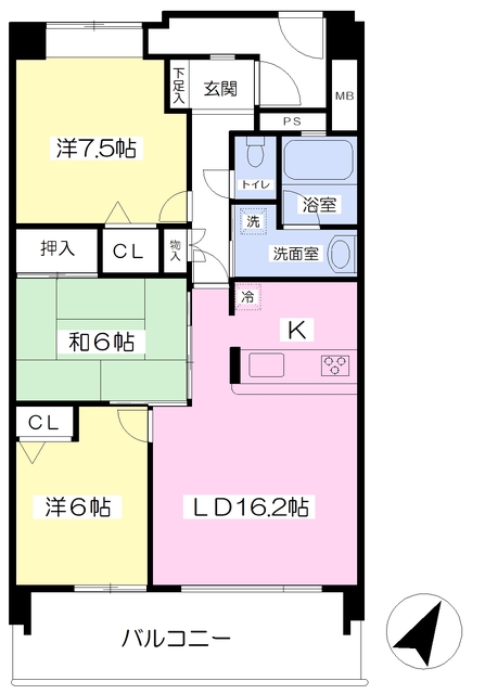 北九州市小倉南区守恒本町のマンションの間取り