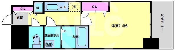 大阪市中央区東高麗橋のマンションの間取り