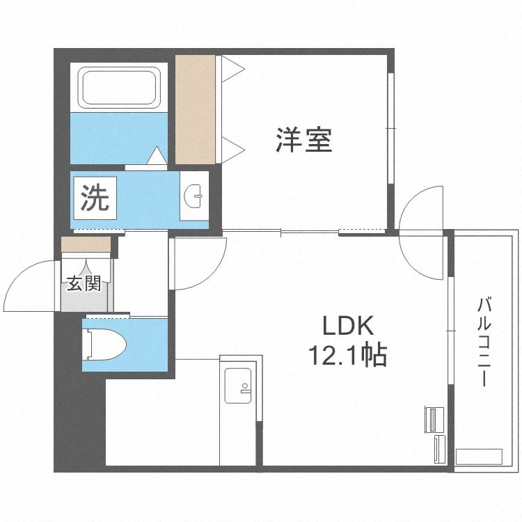 札幌市豊平区月寒西四条のマンションの間取り