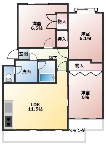 フォーシーズン和歌山Iの間取り