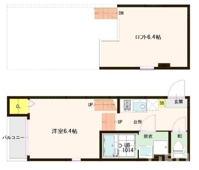 仙台市若林区伊在のアパートの間取り