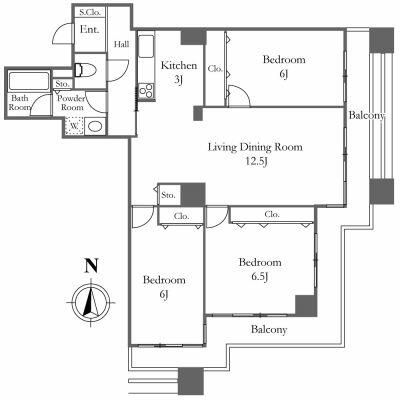 中央区佃のマンションの間取り