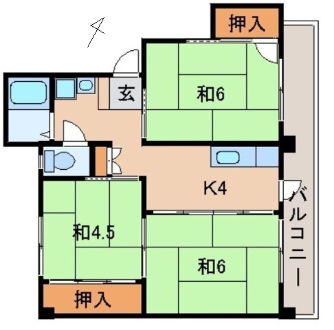 ハイツ下津の間取り