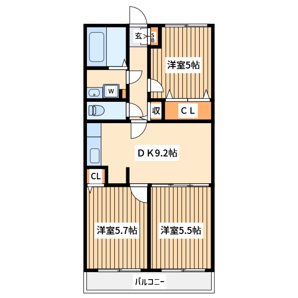 大和市林間のマンションの間取り