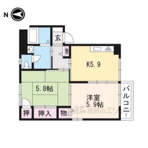 大津市木下町のアパートの間取り