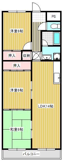 呉中通コープマンションの間取り