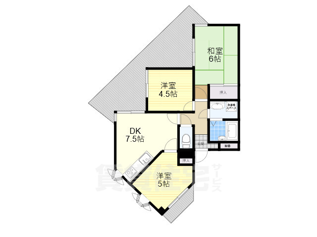 摂津市一津屋のマンションの間取り