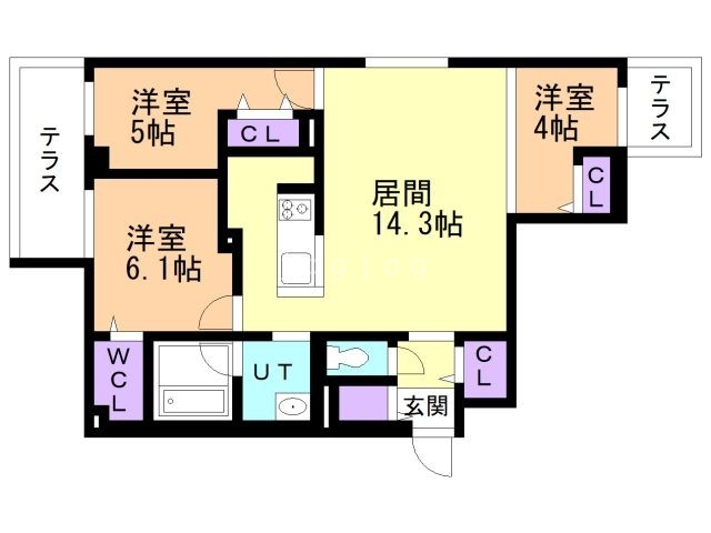 札幌市白石区東札幌六条のマンションの間取り