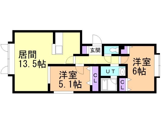 札幌市白石区米里一条のアパートの間取り