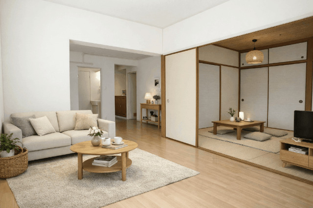 居室・リビング　家具はＡＩ生成しています。