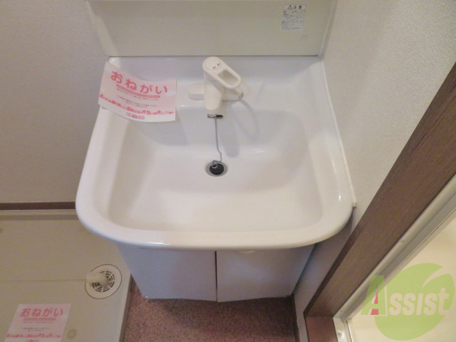 洗面設備　洗面台はこちらシャンプードレッサー付きになりますよ。