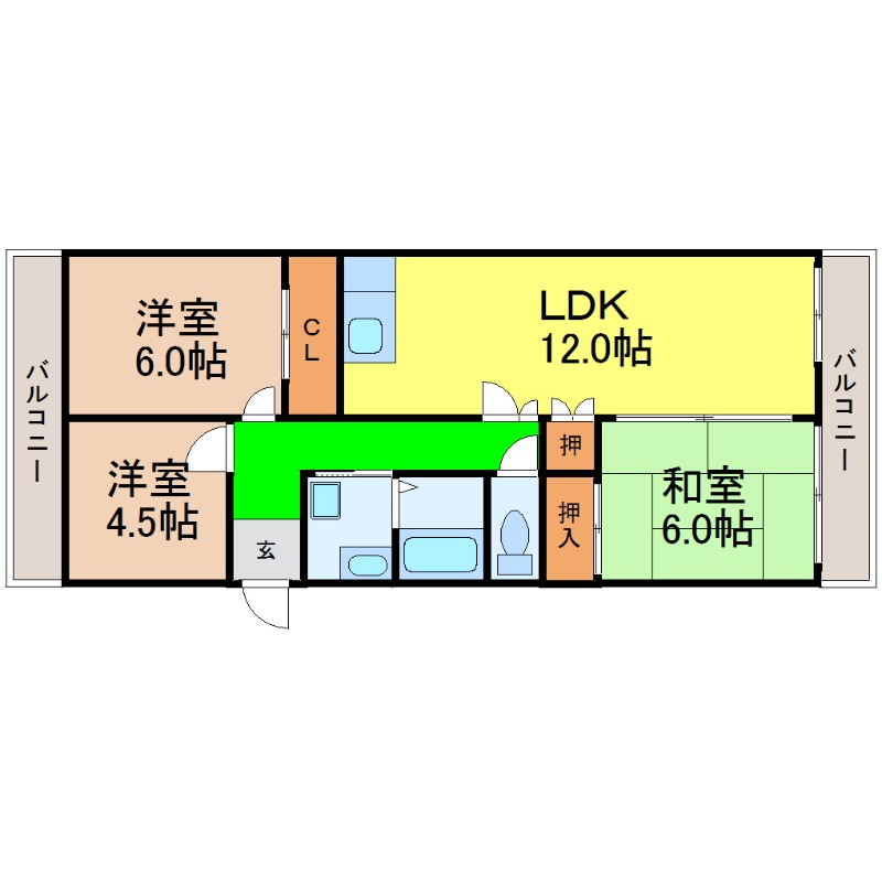 地下鉄東山線 池下駅 徒歩3分 2階建 築43年の間取り写真
